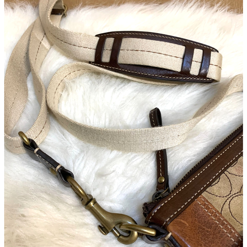 COACH Gallery Patchwork Multi-Texture Swing Pack Crossbody #40916 Brown Gold Tan - Picture 11 of 15